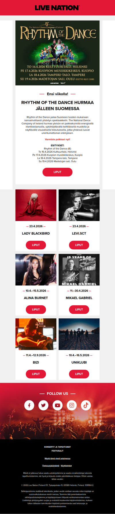 ♫ Live Nationin viikon keikkauutiset! ♫