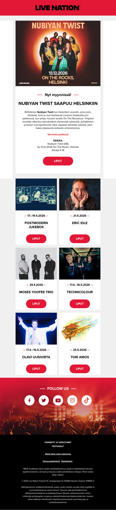 ♫ Live Nationin viikon keikkauutiset! ♫