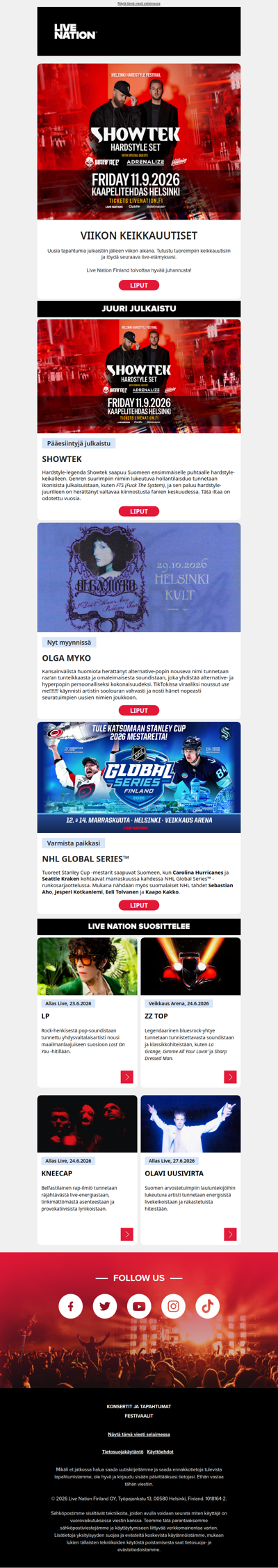 ♫ Live Nationin viikon keikkauutiset! ♫