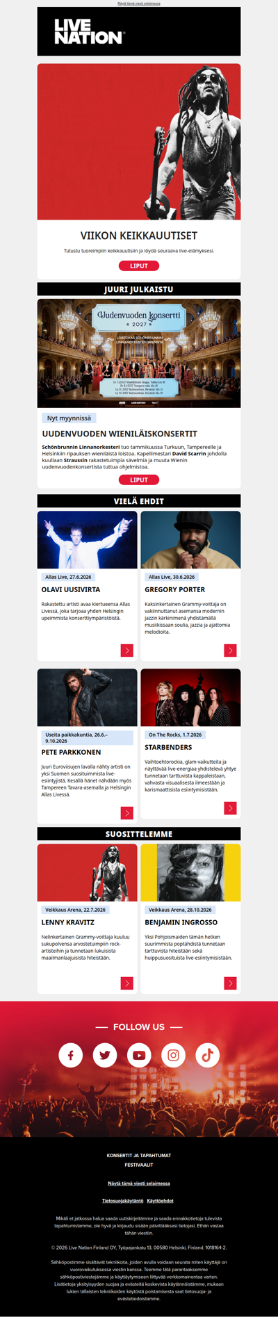 ♫ Live Nationin viikon keikkauutiset! ♫