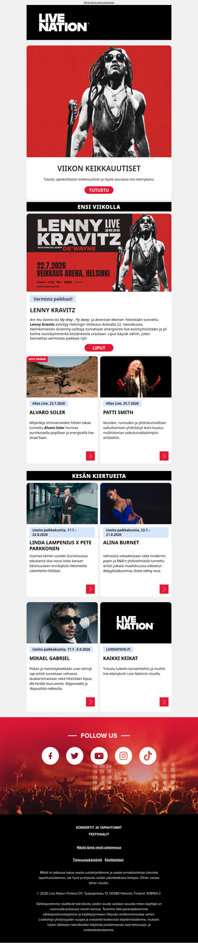 ♫ Live Nationin viikon keikkauutiset! ♫