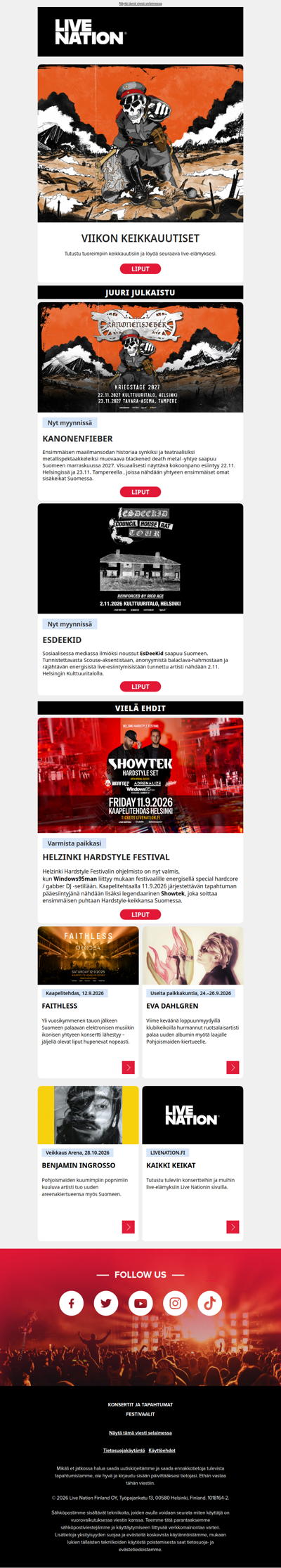♫ Live Nationin viikon keikkauutiset! ♫