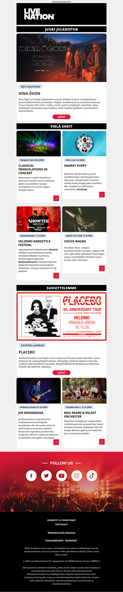 ♫ Live Nationin viikon keikkauutiset! ♫