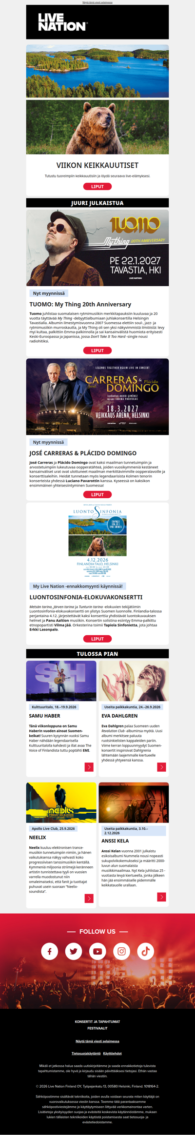 ♫ Live Nationin viikon keikkauutiset! ♫