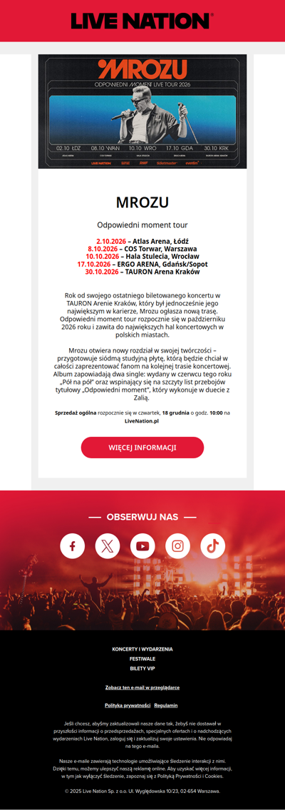 Mrozu ogłasza Odpowiedni moment tour!