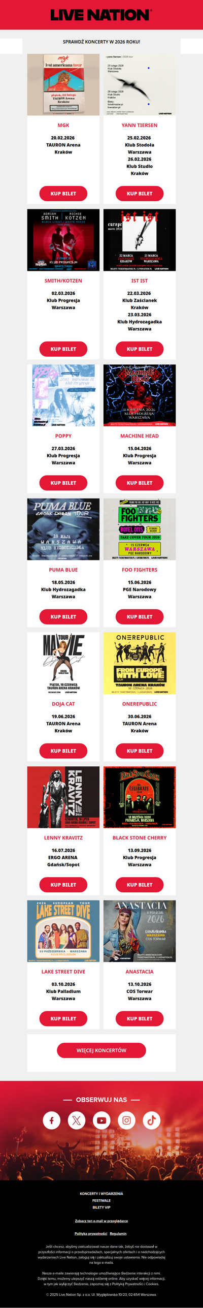 Nie przegap koncertów w nadchodzącym roku!