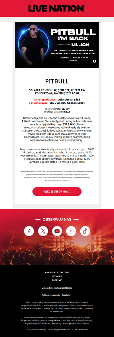 Pitbull ogłasza dwa arenowe koncerty w Polsce!