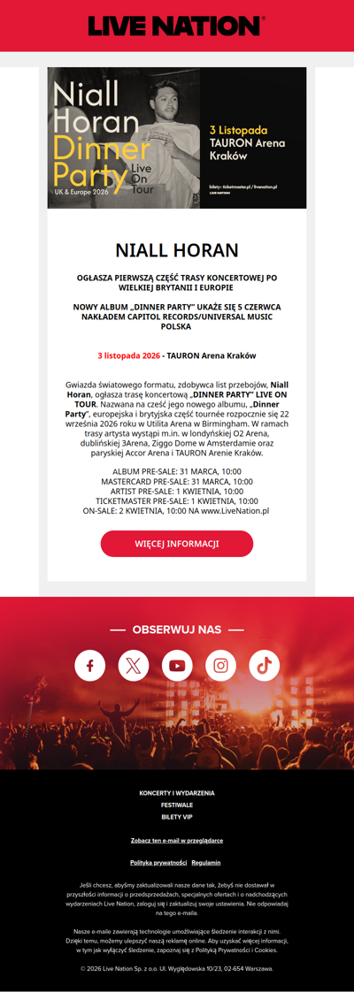 Niall Horan wystąpi w Polsce!