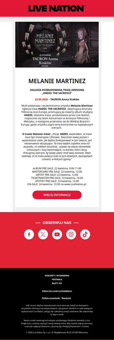 Melanie Martinez wystąpi w Polsce w 2026 roku!