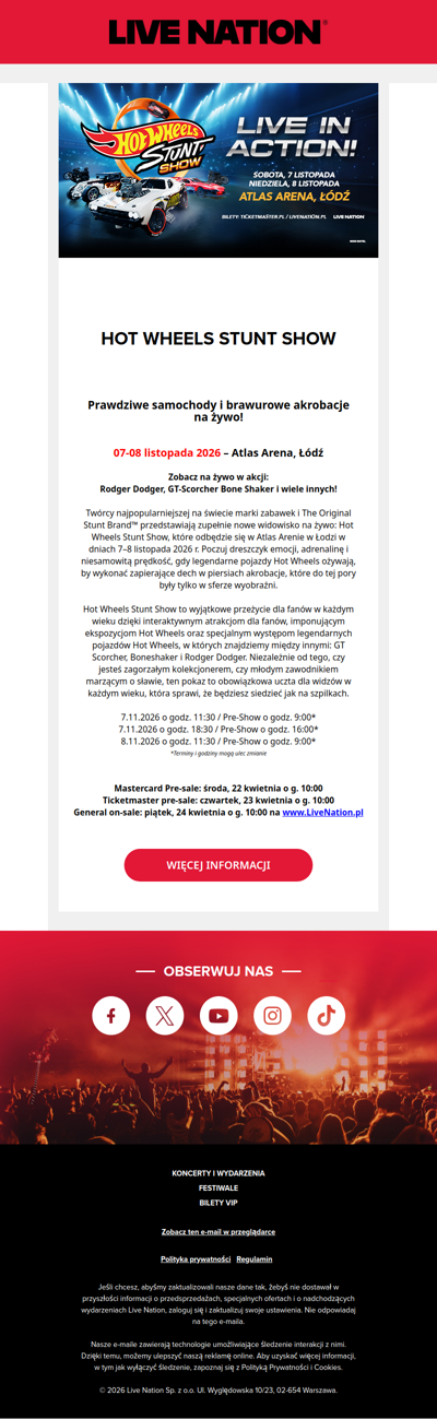 HOT WHEELS STUNT SHOW w listopadzie w Polsce!