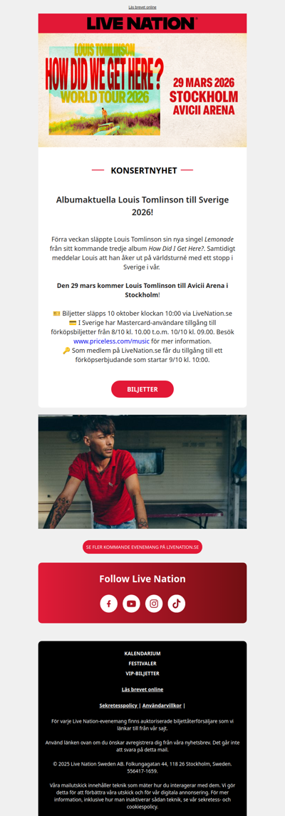 🍋 Louis Tomlinson återvänder till Sverige i vår!