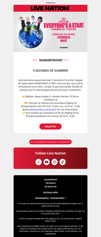 PRESALE: 5 Seconds of Summer till Sverige!