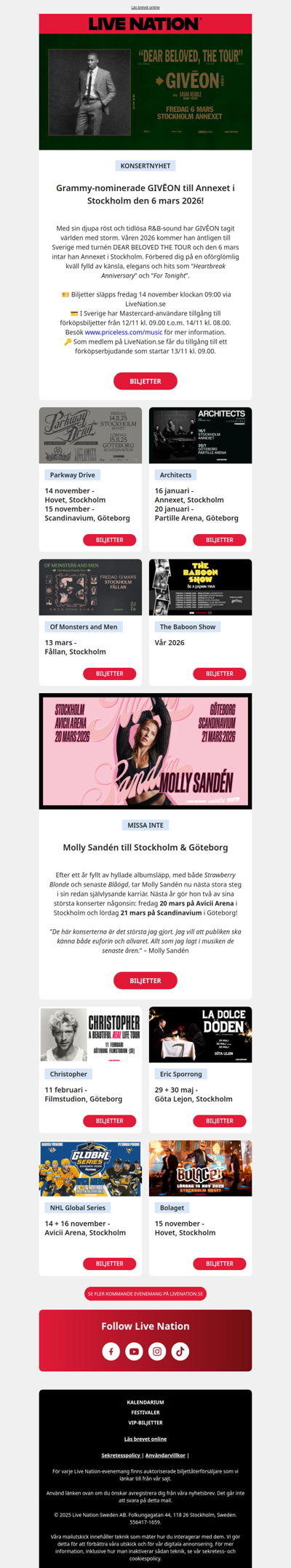 GIVĒON, MOLLY SANDÉN, PARKWAY DRIVE OCH FLER!