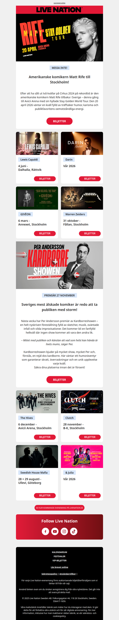 MATT RIFE, KARDBORRESHOWEN, LEWIS CAPALDI OCH FLER!