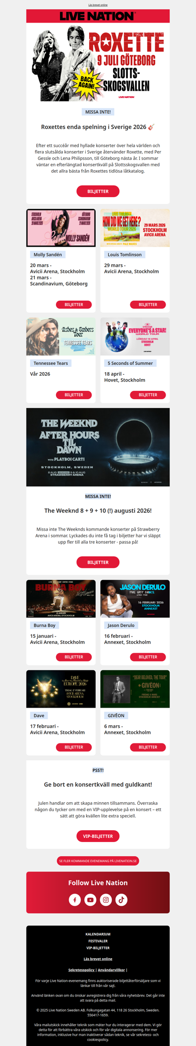 Fortfarande på jakt efter julklappar? Ge bort en konsertupplevelse!