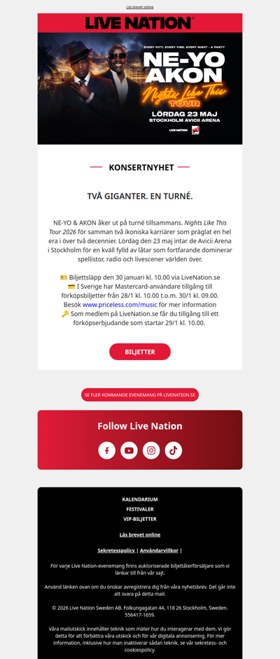 NE-YO & AKON till Avicii Arena!