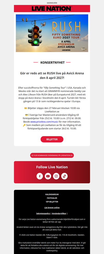 RUSH kommer till Sverige!