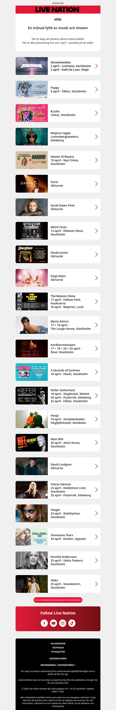 På scen i april - upplevelser att se fram emot ☀️