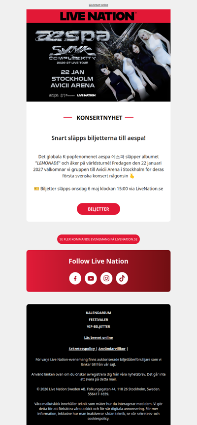 K-popgruppen aespa till Sverige!