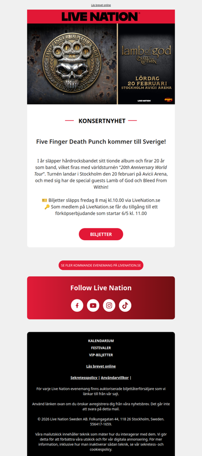 Five Finger Death Punch återvänder 👊🏻🔥