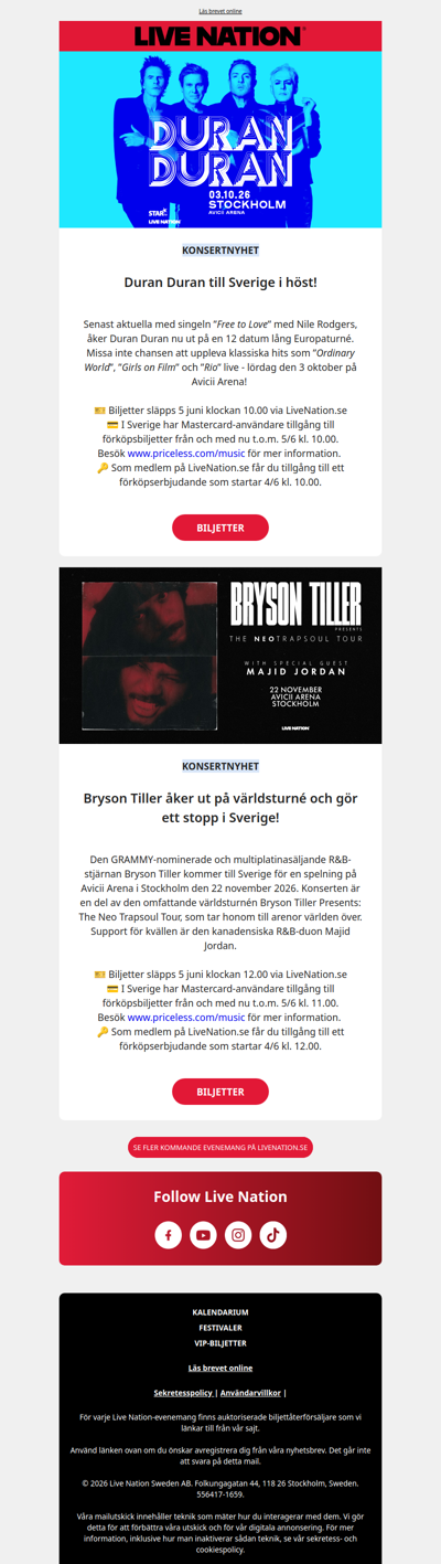 Förköpserbjudande: Duran Duran, Bryson Tiller