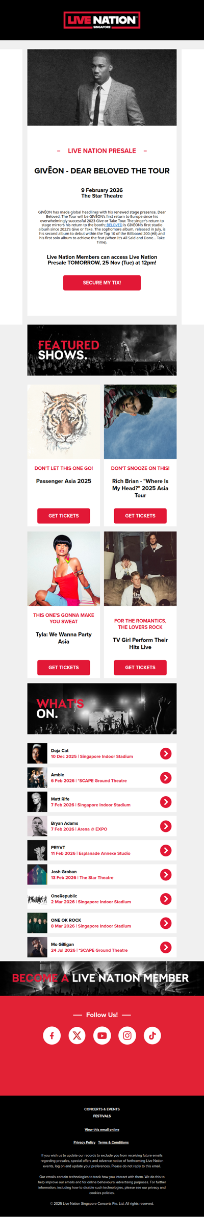 ⏱️ Live Nation Presale Reminder - 𝐆𝐈𝐕Ē𝐎𝐍 - 𝐃𝐄𝐀𝐑 𝐁𝐄𝐋𝐎𝐕𝐄𝐃 𝐓𝐇𝐄 𝐓𝐎𝐔𝐑