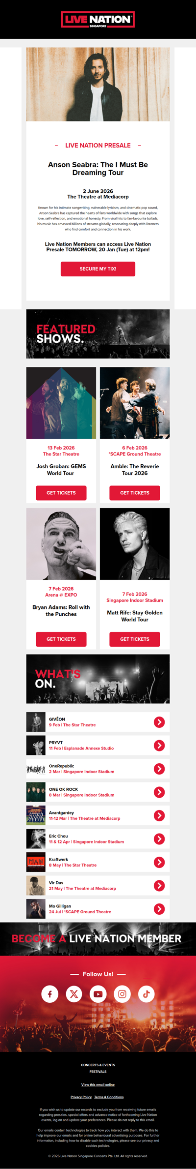 ⏱️ Live Nation Presale Reminder - 𝐀𝐧𝐬𝐨𝐧 𝐒𝐞𝐚𝐛𝐫𝐚: 𝐓𝐡𝐞 𝐈 𝐌𝐮𝐬𝐭 𝐁𝐞 𝐃𝐫𝐞𝐚𝐦𝐢𝐧𝐠 𝐓𝐨𝐮𝐫