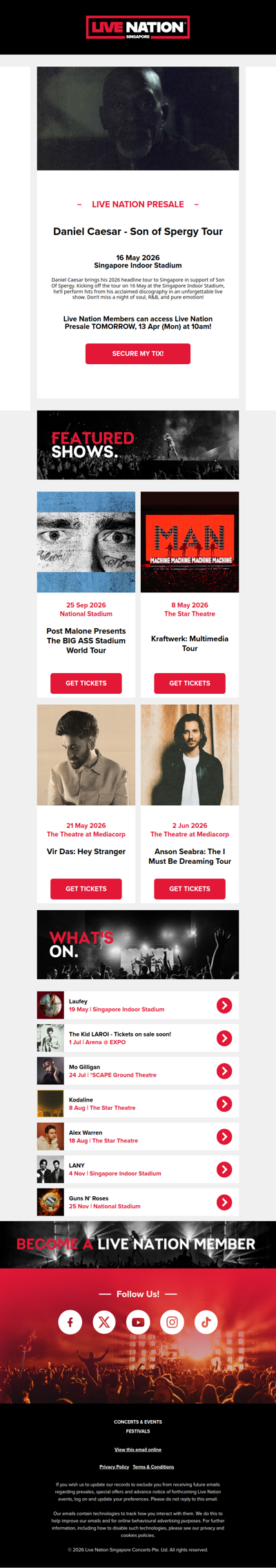 ⏱️ Live Nation Presale Reminder - 𝐃𝐚𝐧𝐢𝐞𝐥 𝐂𝐚𝐞𝐬𝐚𝐫 - 𝐒𝐨𝐧 𝐨𝐟 𝐒𝐩𝐞𝐫𝐠𝐲 𝐓𝐨𝐮𝐫