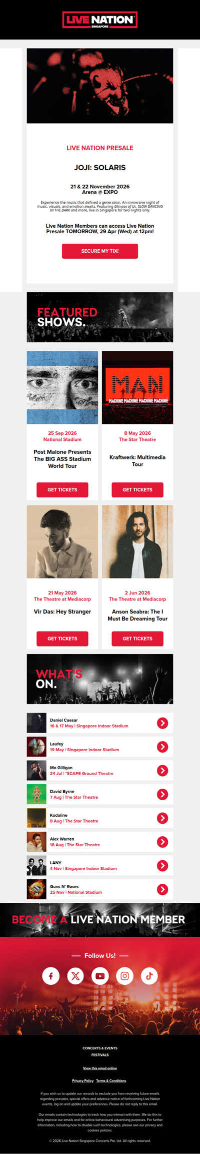 ⏱️ Live Nation Presale Reminder - 𝐉𝐎𝐉𝐈: 𝐒𝐎𝐋𝐀𝐑𝐈𝐒