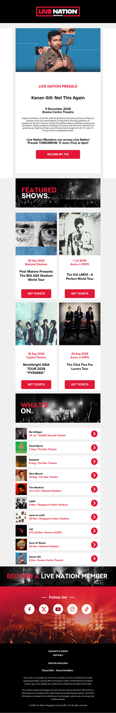 ⏱️ Live Nation Presale Reminder - 𝐊𝐚𝐧𝐚𝐧 𝐆𝐢𝐥𝐥: 𝐍𝐨𝐭 𝐓𝐡𝐢𝐬 𝐀𝐠𝐚𝐢𝐧