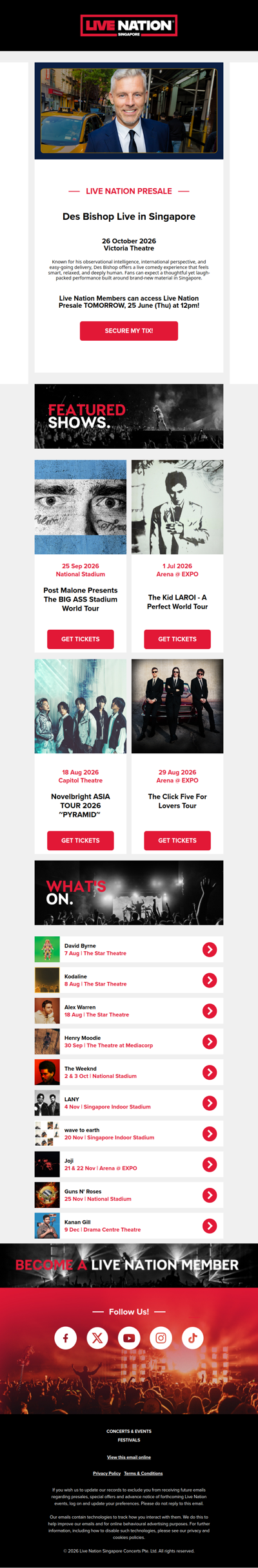 ⏱️ Live Nation Presale Reminder - 𝐃𝐞𝐬 𝐁𝐢𝐬𝐡𝐨𝐩 𝐋𝐢𝐯𝐞 𝐢𝐧 𝐒𝐢𝐧𝐠𝐚𝐩𝐨𝐫𝐞