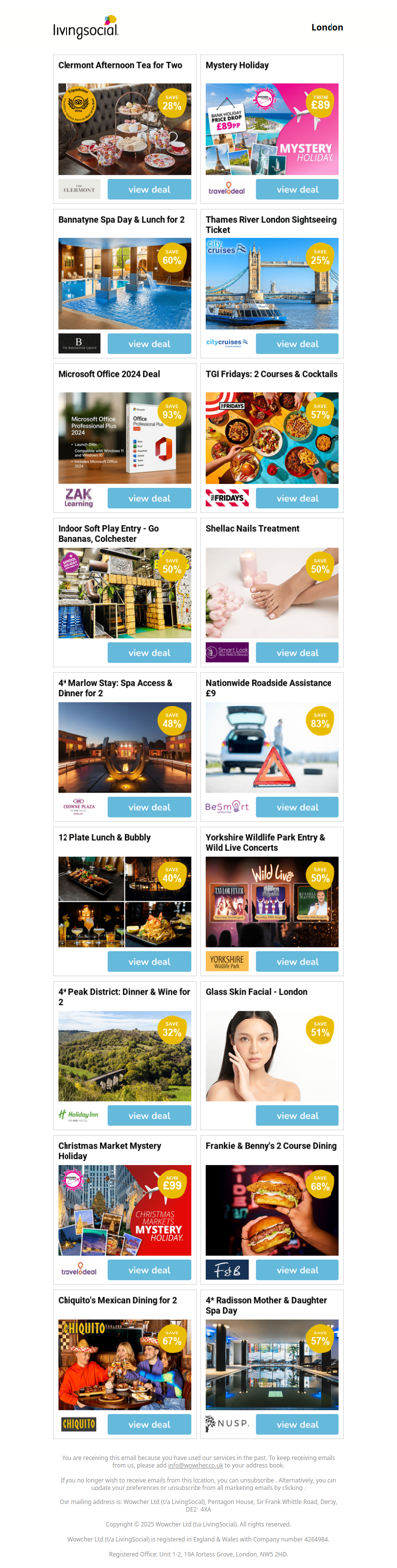 Clermont Afternoon Tea for Two | Mystery Holiday | Bannatyne Spa Day & Lunch for 2 | Thames River London Sightseeing Ticket | Microsoft Office 2024 Deal