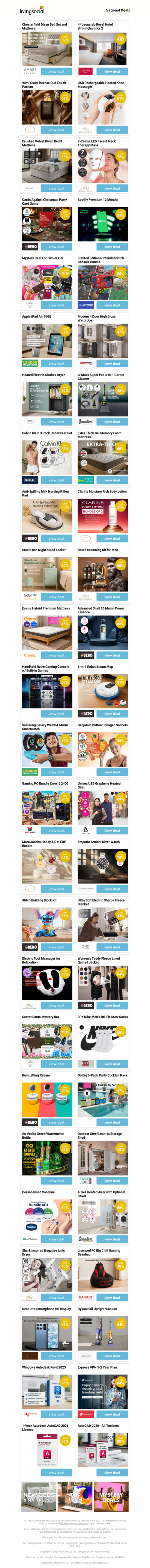 Chesterfield Divan Bed Set and Mattress | 4* Leonardo Royal Hotel Birmingham for 2 | 90ml Gucci Intense Oud Eau de Parfum | USB Rechargeable Heated Knee Massager  | Crushed Velvet Divan Bed & Mattress