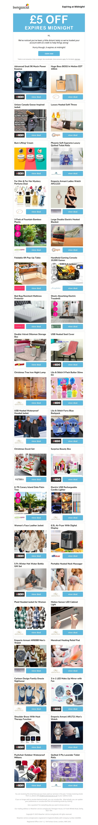 Your free £5 expires at midnight!