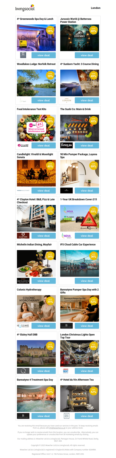 4* Greenwoods Spa Day & Lunch | Jurassic World @ Battersea Power Station | Woodlakes Lodge: Norfolk Retreat | 4* Sunborn Yacht: 3 Course Dining | Food Intolerance Test Kits