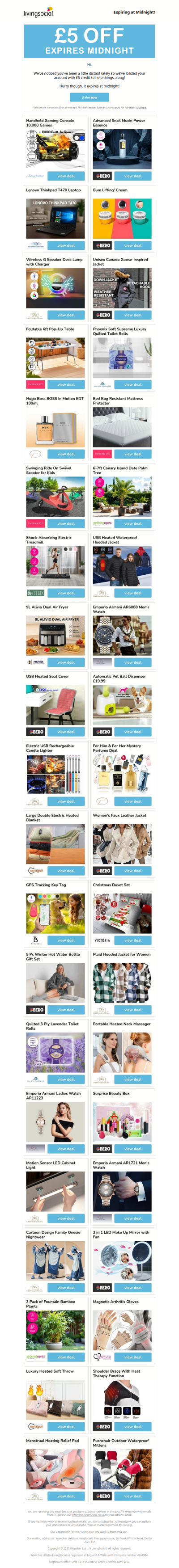 Your free £5 expires at midnight!