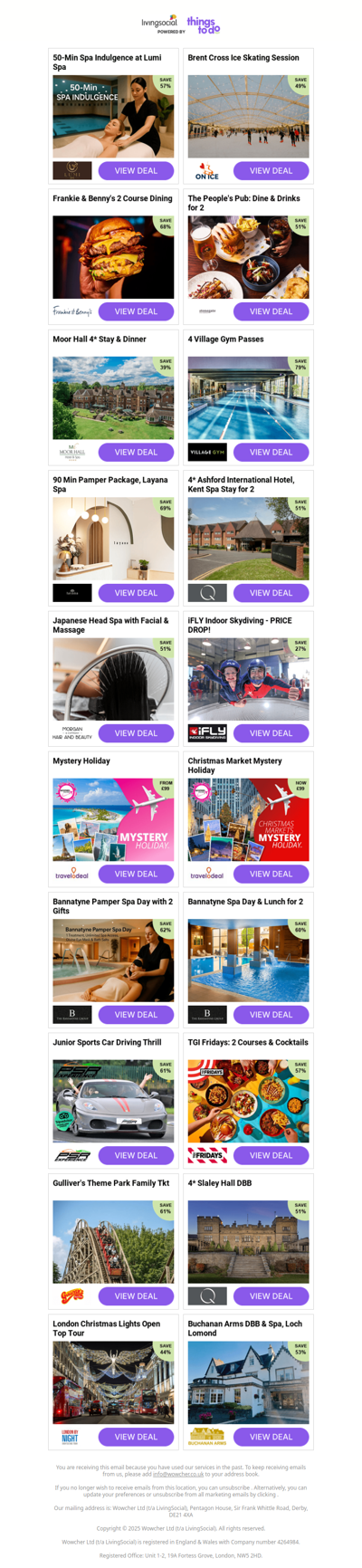 50-Min Spa Indulgence at Lumi Spa | Brent Cross Ice Skating Session | Frankie & Benny's 2 Course Dining | The People's Pub: Dine & Drinks for 2 | Moor Hall 4* Stay & Dinner