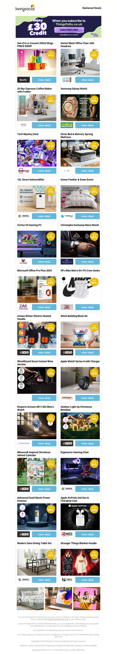 Set of 6 Le Creuset 350ml Mugs | Swivel Mesh Office Chair with Headrest | 20-Bar Espresso Coffee Maker with Frother | Samsung Galaxy Watch  - PRICE DROP! | Tech Mystery Deal