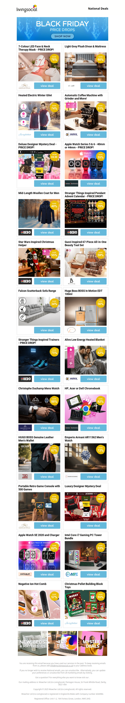 7-Colour LED Face & Neck Therapy Mask - PRICE DROP! | Light Grey Plush Divan & Mattress - PRICE DROP! | Heated Electric Winter Gilet | Automatic Coffee Machine with Grinder and More! - PRICE DROP! | Deluxe Designer Mystery Deal - PRICE DROP!