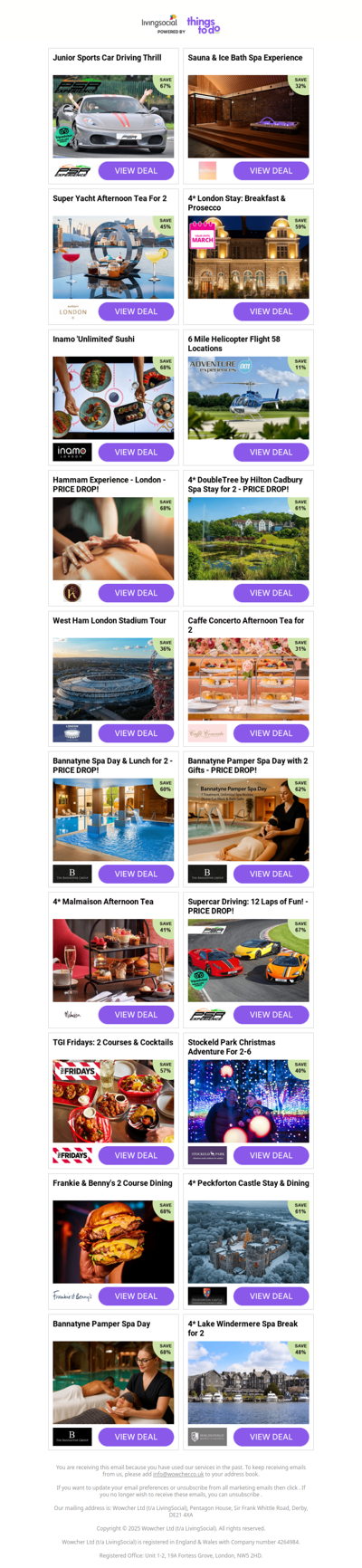 Junior Sports Car Driving Thrill - PRICE DROP! | Sauna & Ice Bath Spa Experience | Super Yacht Afternoon Tea For 2 | 4* London Stay: Breakfast & Prosecco | Inamo 'Unlimited' Sushi