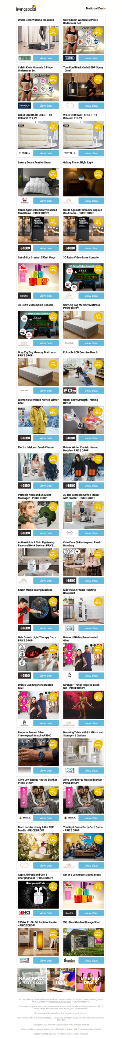 Under Desk Walking Treadmill | Calvin Klein Women's 3 Piece Underwear Set | Calvin Klein Women's 3 Piece Underwear Set | Tom Ford Black Orchid EDP Spray 100ml  | WILSFORD BATH SHEET - 13 Colours! £19.99