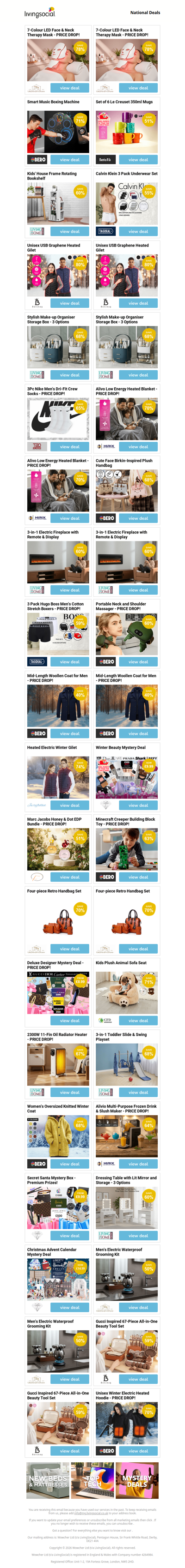 7-Colour LED Face & Neck Therapy Mask - PRICE DROP! | 7-Colour LED Face & Neck Therapy Mask - PRICE DROP! | Smart Music Boxing Machine | Set of 6 Le Creuset 350ml Mugs | Kids' House Frame Rotating Bookshelf