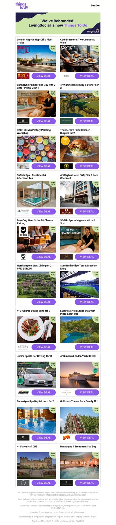 London Hop-On Hop-Off & River Cruise | Cote Brasserie: Two Courses & Wine | Bannatyne Pamper Spa Day with 2 Gifts - PRICE DROP! | 4* Warwickshire Stay & Dinner For 2 | BYOB 90-Min Pottery Painting Workshop