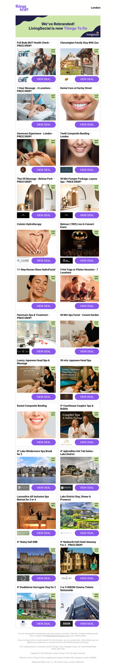 Full Body MOT Health Check | Chessington Family Stay With Zoo | 1 Hour Massage - 4 Locations | Dental Care at Harley Street | Hammam Experience - London - PRICE DROP!