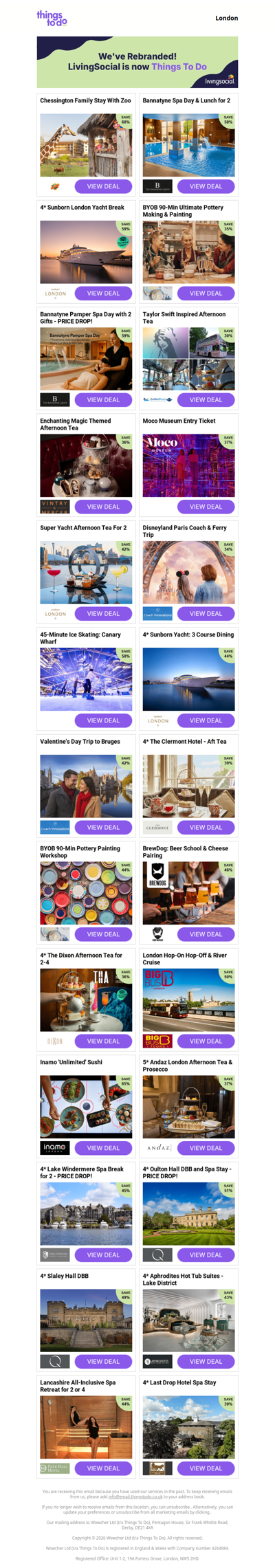 Chessington Family Stay With Zoo | Bannatyne Spa Day & Lunch for 2 | 4* Sunborn London Yacht Break | BYOB 90-Min Ultimate Pottery Making & Painting | Bannatyne Pamper Spa Day with 2 Gifts - PRICE DROP!