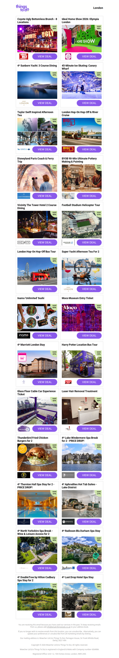 Coyote Ugly Bottomless Brunch - 8 Locations | Ideal Home Show 2026: Olympia London | 4* Sunborn Yacht: 3 Course Dining | 45-Minute Ice Skating: Canary Wharf | Taylor Swift Inspired Afternoon Tea