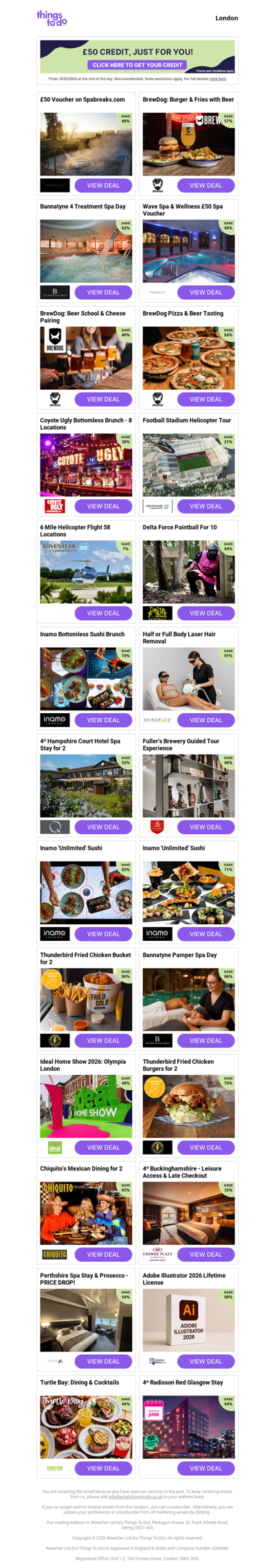 £50 Wowcher Credit Inside - Click Inside and Grab It Before Midnight!