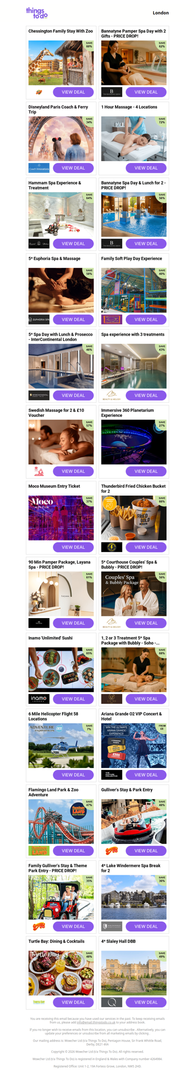 Chessington Family Stay With Zoo | Bannatyne Pamper Spa Day with 2 Gifts - PRICE DROP! | Disneyland Paris Coach & Ferry Trip | 1 Hour Massage - 4 Locations | Hammam Spa Experience & Treatment