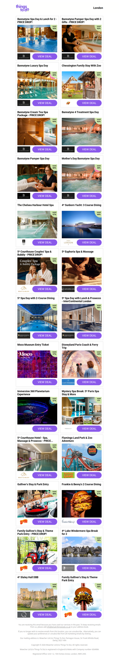 Bannatyne Spa Day & Lunch for 2 - PRICE DROP! | Bannatyne Pamper Spa Day with 2 Gifts - PRICE DROP! | Bannatyne Luxury Spa Day | Chessington Family Stay With Zoo | Bannatyne Cream Tea Spa Package - PRICE DROP!