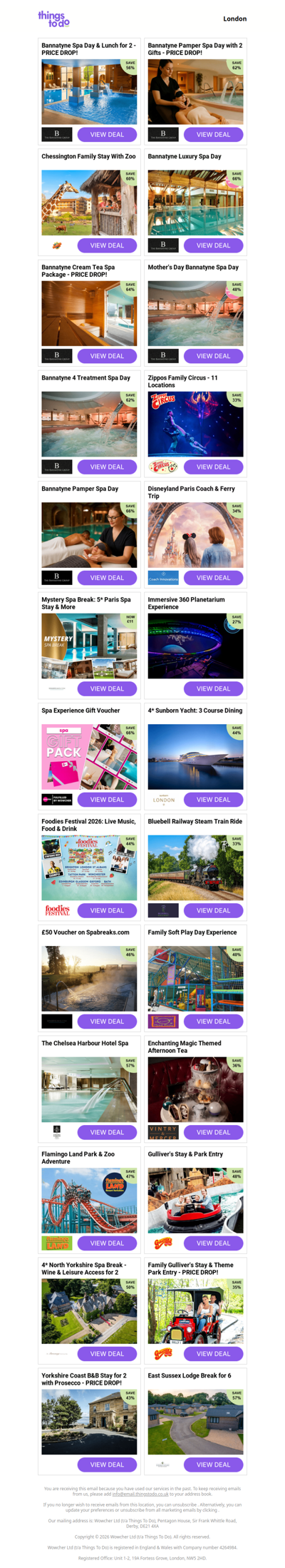 Bannatyne Spa Day & Lunch for 2 - PRICE DROP! | Bannatyne Pamper Spa Day with 2 Gifts - PRICE DROP! | Chessington Family Stay With Zoo | Bannatyne Luxury Spa Day | Bannatyne Cream Tea Spa Package - PRICE DROP!